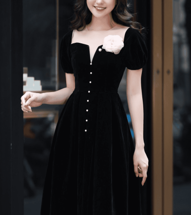 Đầm đen form dài kết hoa cao cấp Big size giá sỉ