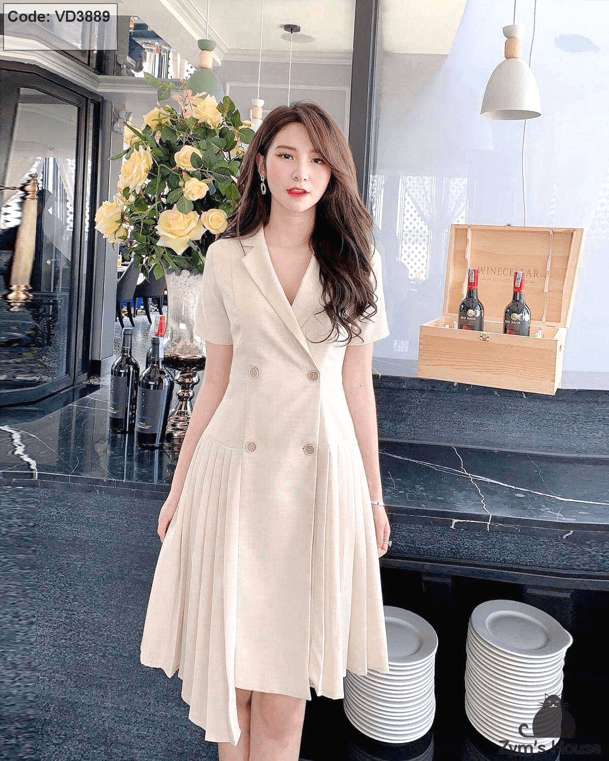 Váy Đầm Cổ Vest Công Sở Tinh Tế Trang Nhã LZD10314  Hàng Quảng Châu Cao Cấp