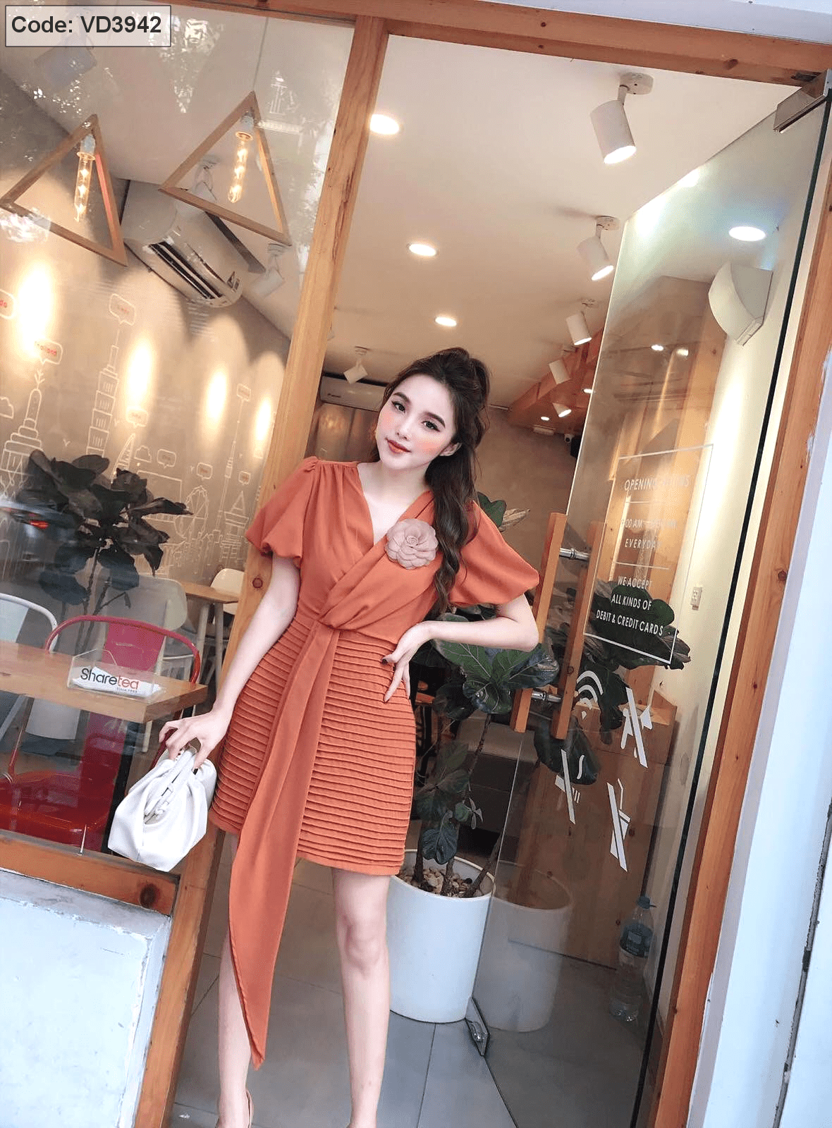 Đầm A cổ đắp chéo 2954