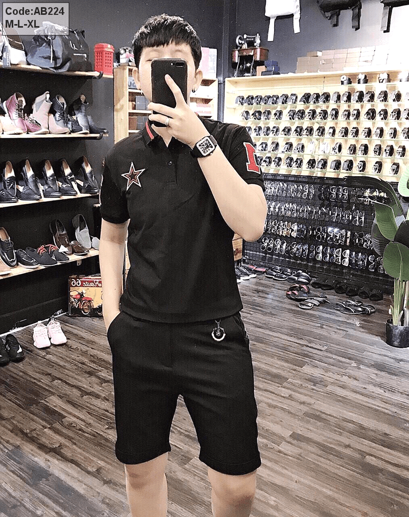 Chợ sỉ áo thun nam cổ bẻ in ngôi sao cao cấp