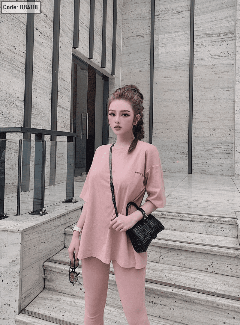 Chợ sỉ đồ bộ tay ngắn quần dài in chữ cao cấp