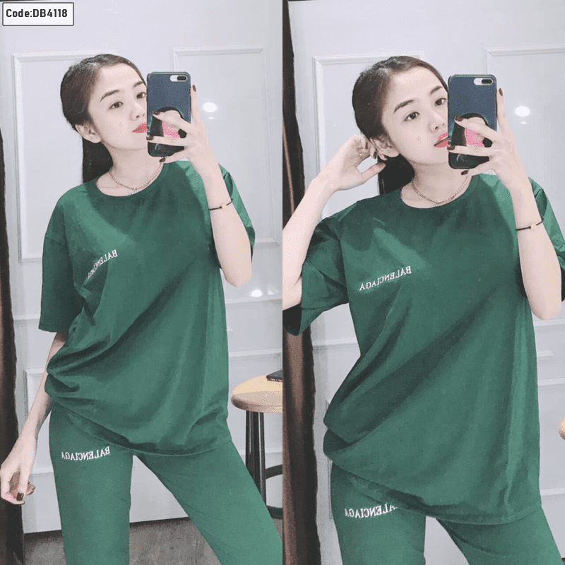 Chợ sỉ đồ bộ tay ngắn quần dài in chữ cao cấp