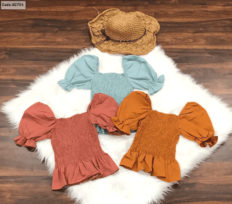 Áo kiểu nữ tay phồng nhúng thun