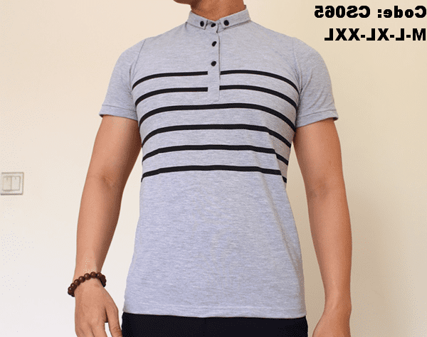 Áo thun nam cá sấu cổ bẻ sọc ngang Boss