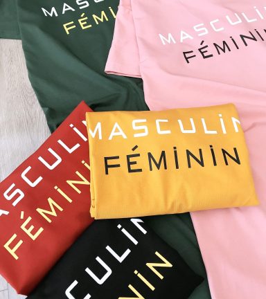 Đầm suông in chữ MASCULIN FEMININ