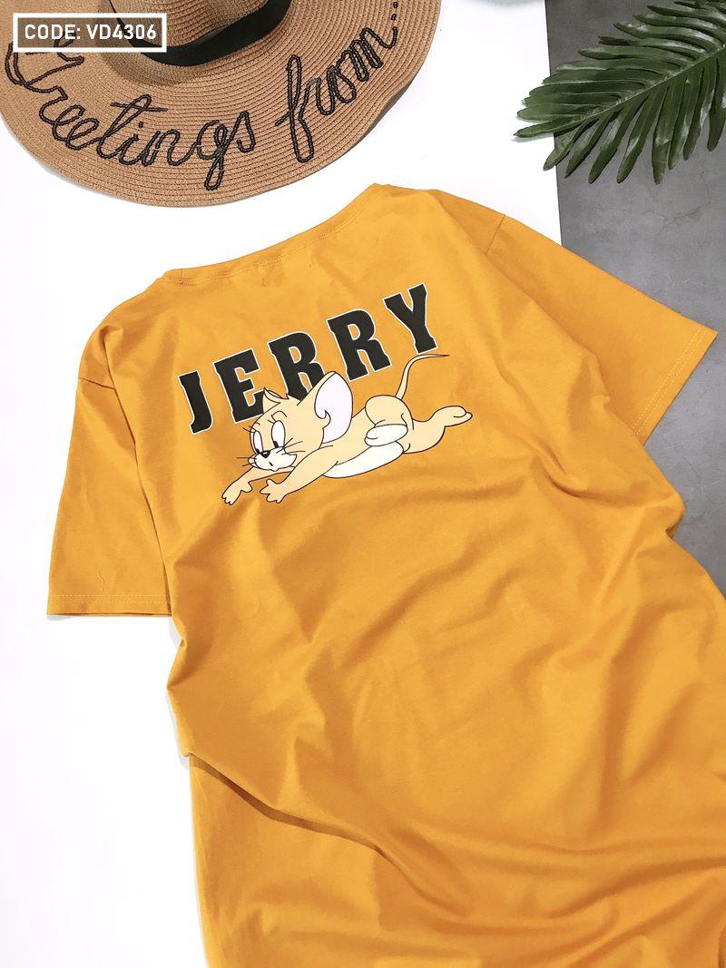 Đầm thun in hình chuột Jerry cao cấp