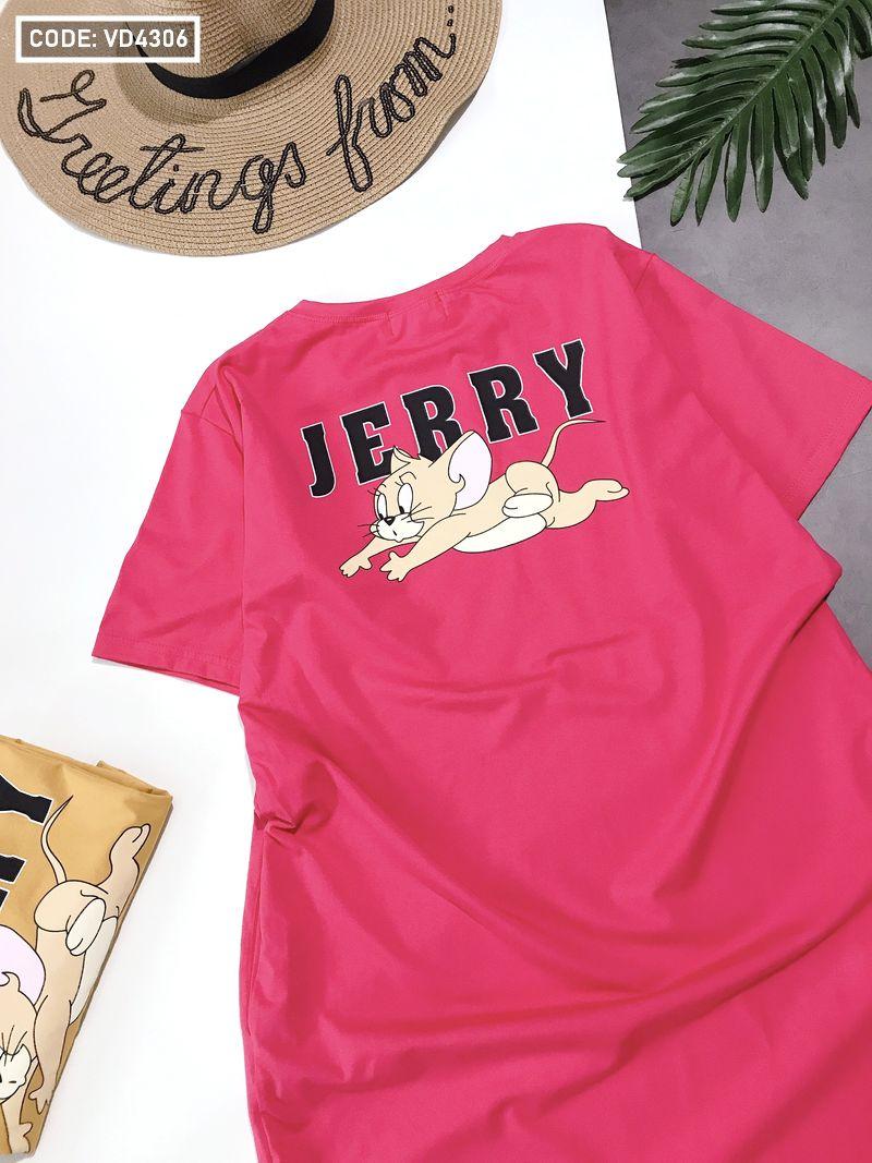 Đầm thun in hình chuột Jerry cao cấp