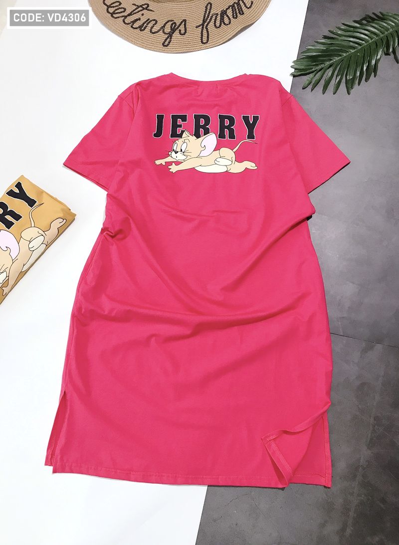 Đầm thun in hình chuột Jerry cao cấp