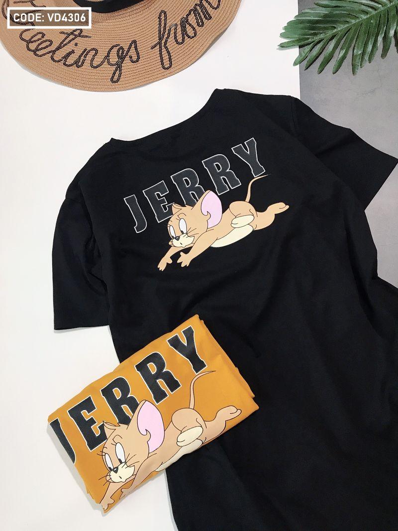 Đầm thun in hình chuột Jerry cao cấp