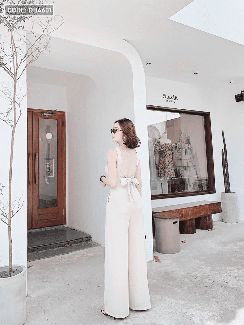 Jum suông áo cột nơ sau có cúp ngực