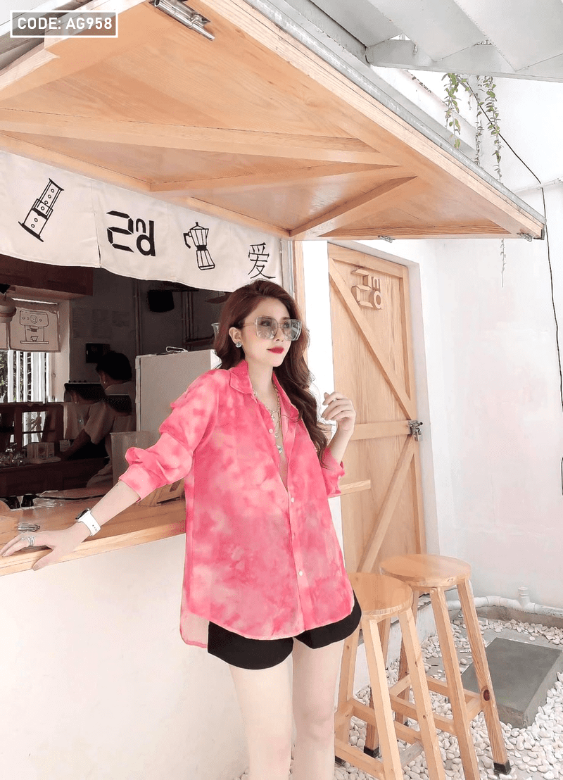 Áo sơ mi loang màu vải tole