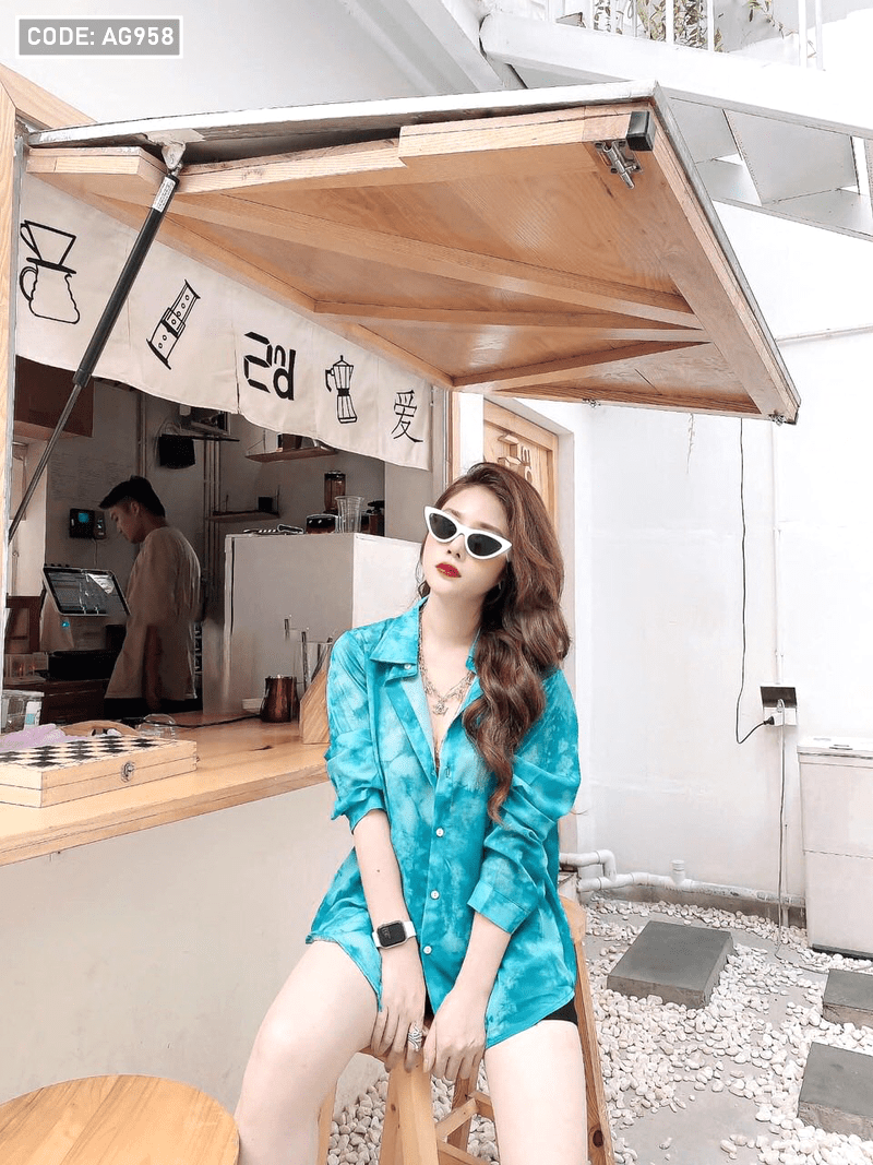 Áo sơ mi loang màu vải tole