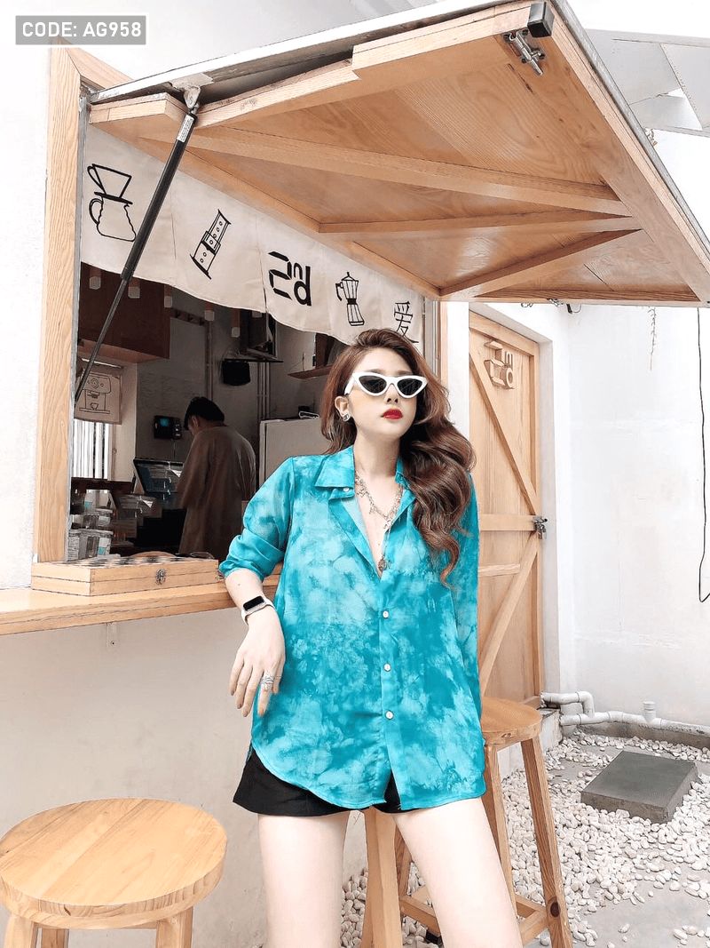 Áo sơ mi loang màu vải tole