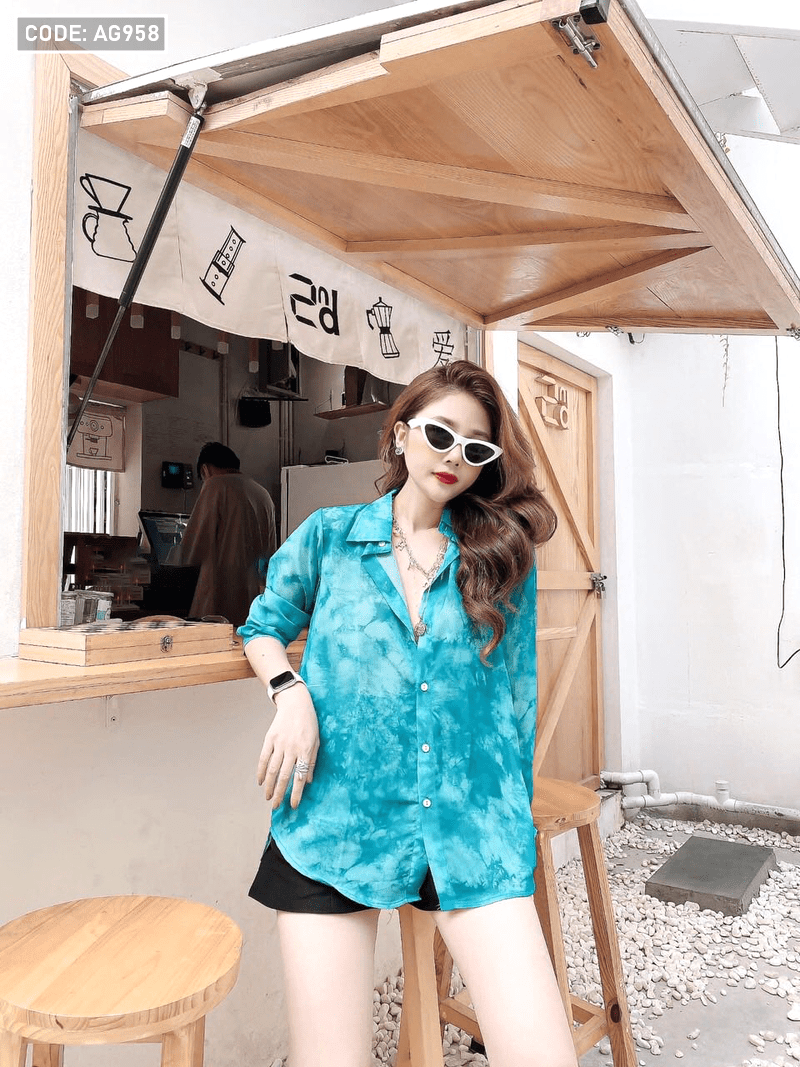 Áo sơ mi loang màu vải tole
