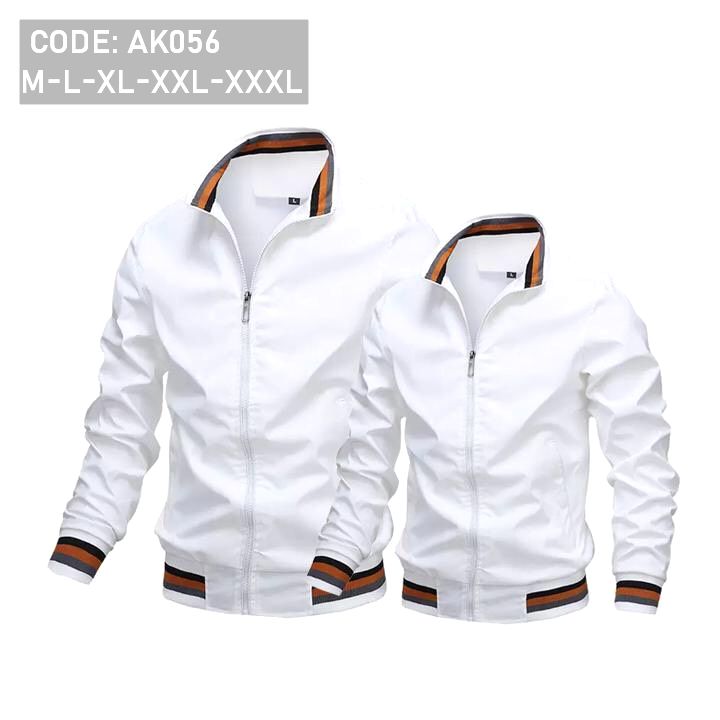 Áo khoác nam cổ trụ phối sọc 2 lớp