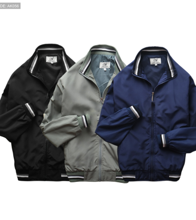 Áo Khoác Dù Nam 2 Lớp Cổ Trụ Phối Sọc - AK056