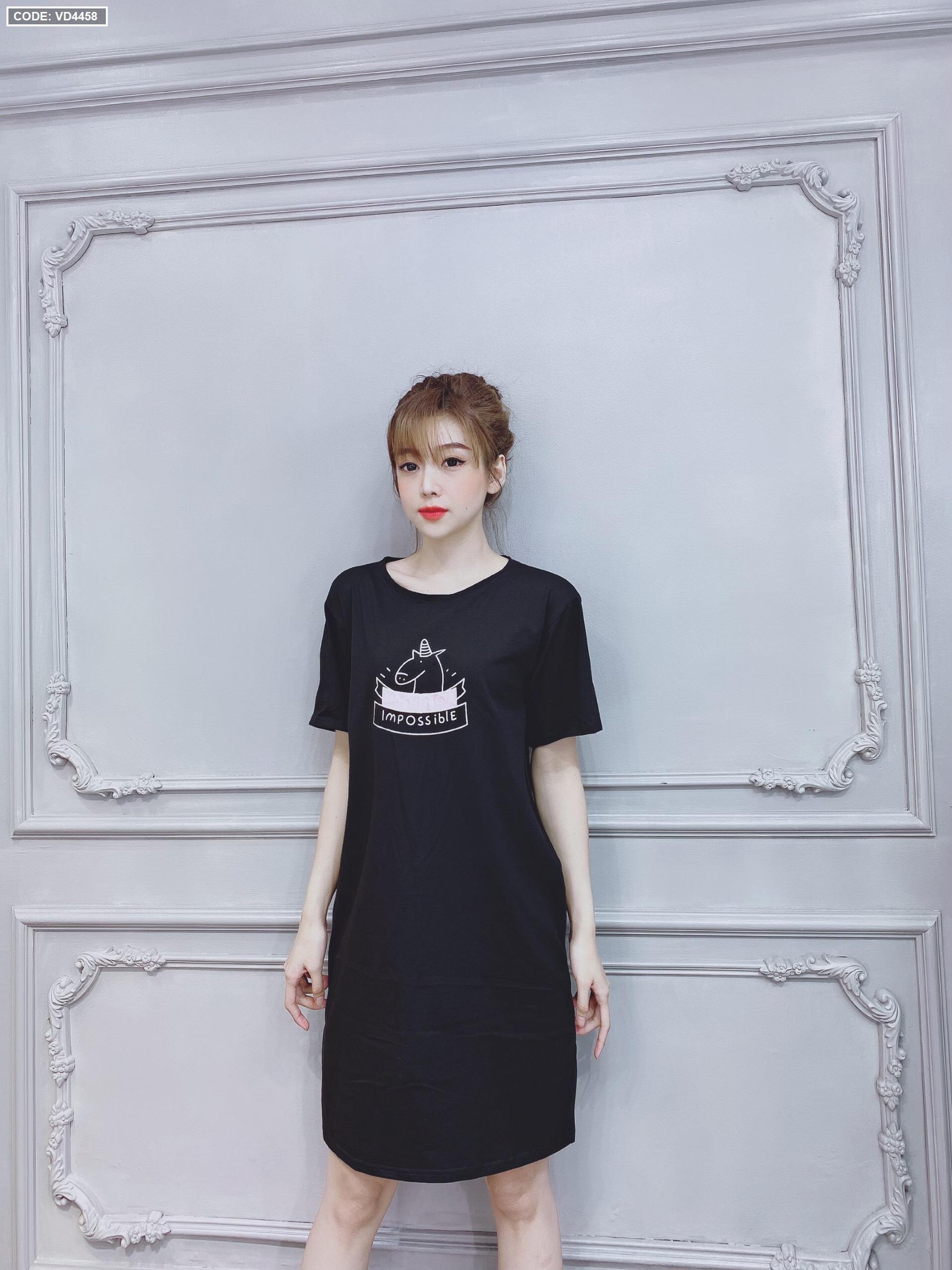 Đầm thun nữ cổ tròn form suông