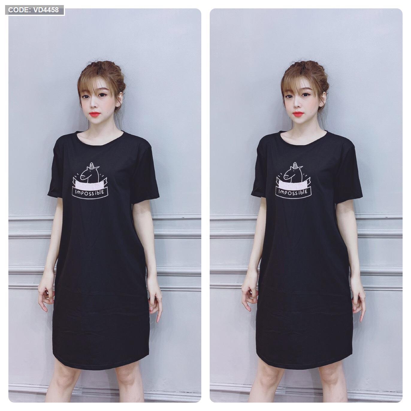 Đầm thun nữ cổ tròn form suông