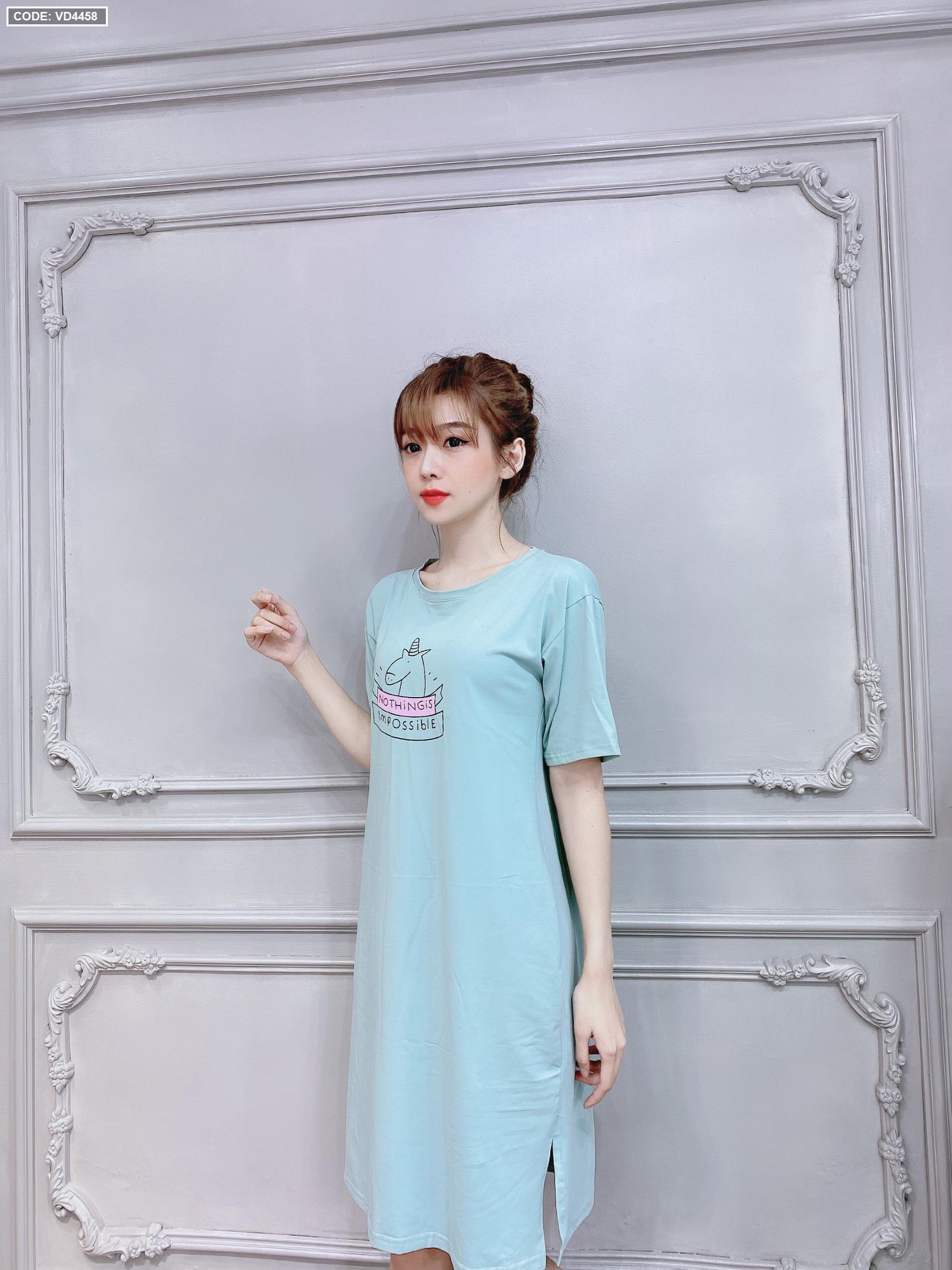 Đầm thun nữ cổ tròn form suông