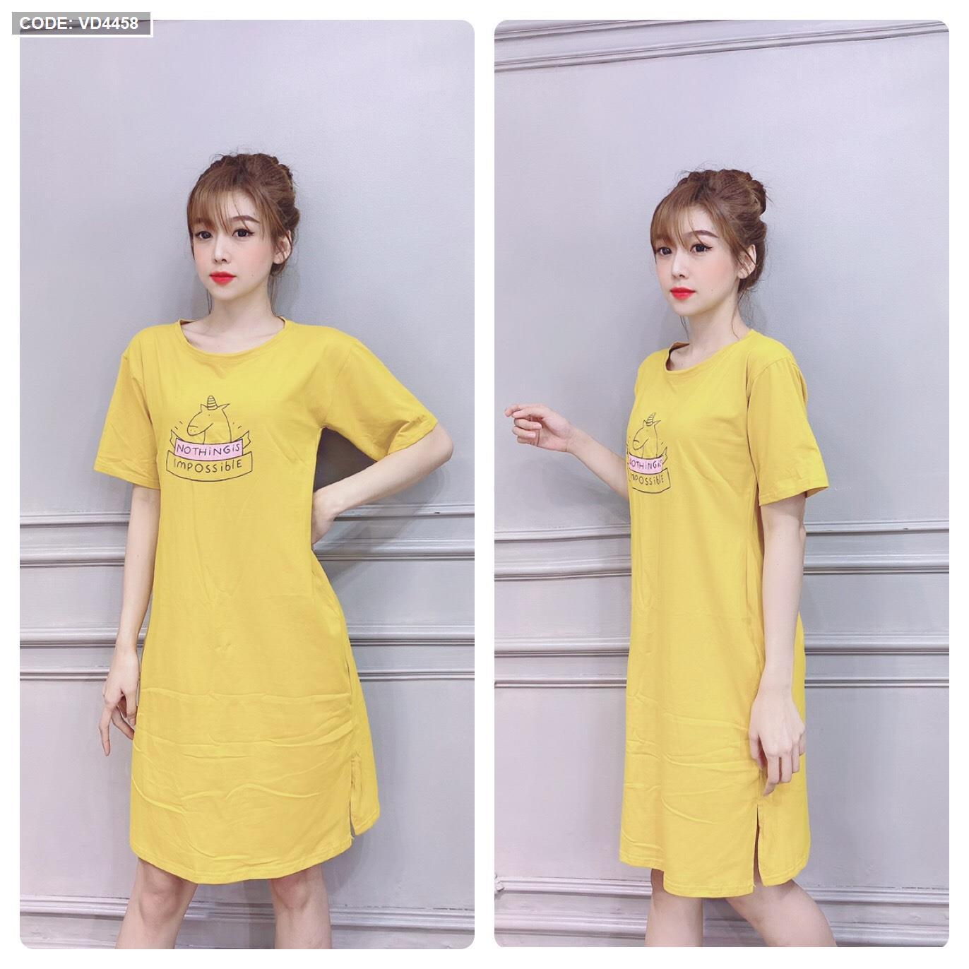Đầm thun nữ cổ tròn form suông