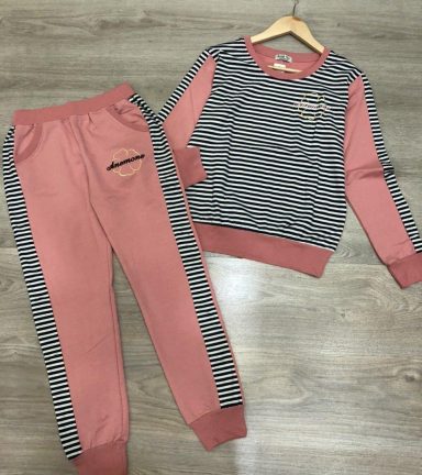 Set đồ bộ thu đông nữ áo cổ tròn viền sọc