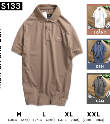 Áo Thun Nam Cổ Bẻ Thêu Chữ Cao Cấp - CS133