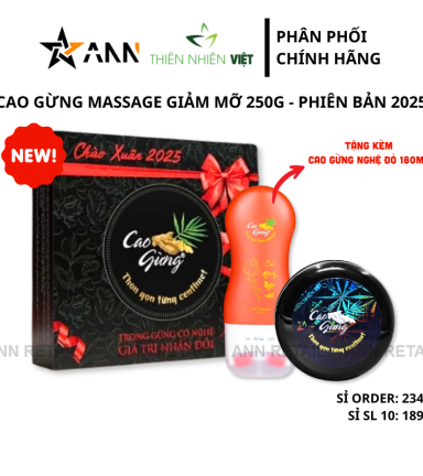 Cao Gừng Tan Mỡ Bụng Thiên Nhiên Việt 250g Phiên Bản 2025 - Tặng Cao Gừng Nghệ Đỏ - 8936079033002