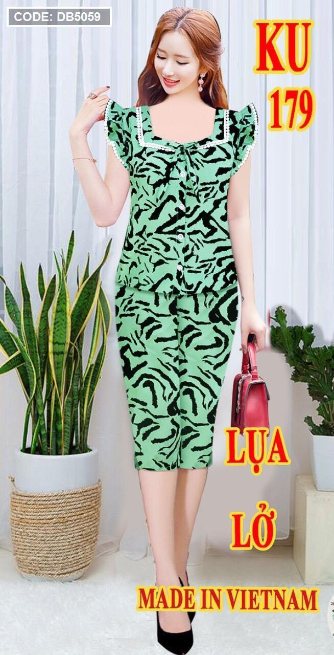 Đồ bộ nữ áo cổ tiểu thư cày nút quần lỡ