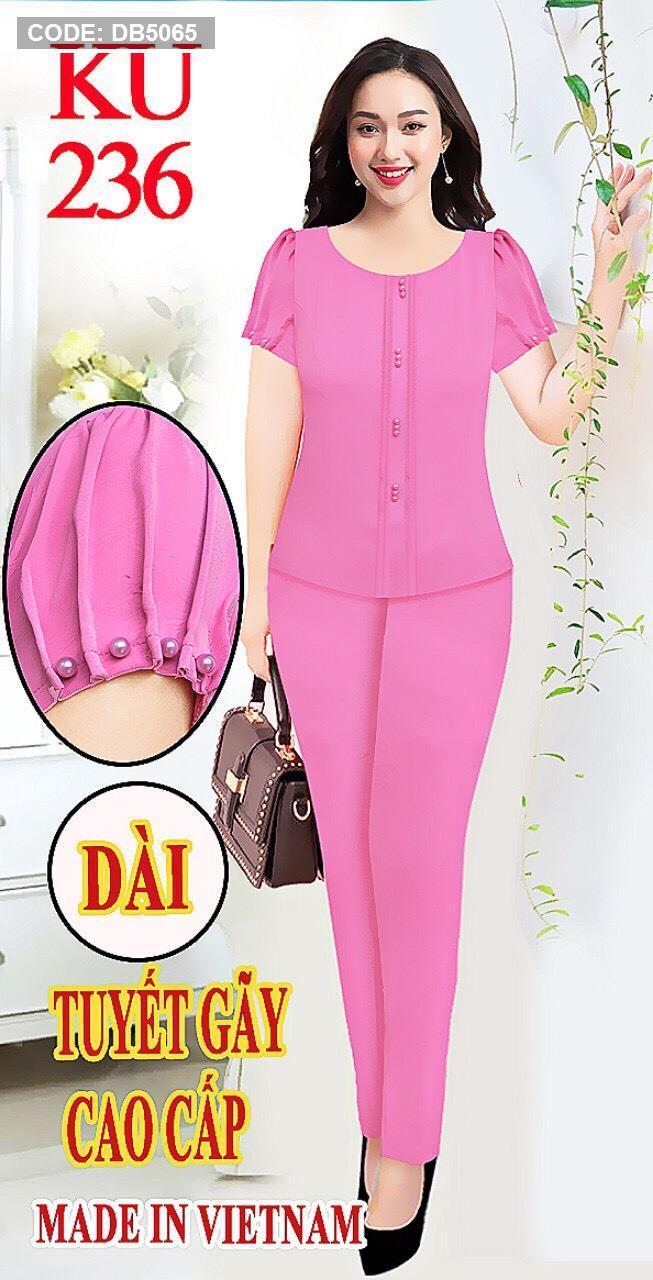 Đồ bộ nữ quần dài tay nhúng kết hạt tuyết gãy cao cấp