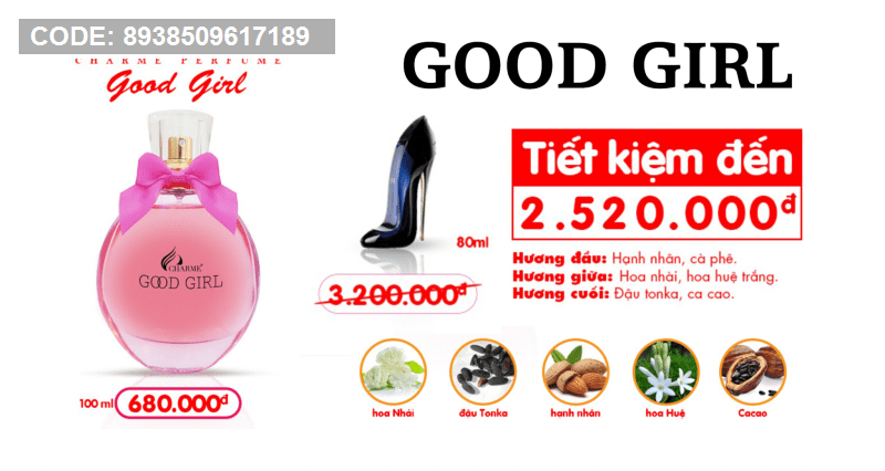 Hàng chính hãng- nước hoa nữ charme GOOD GIRL 100ml