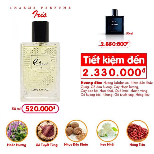 Hàng chính hãng- nước hoa nam Charme IRIS 50ml