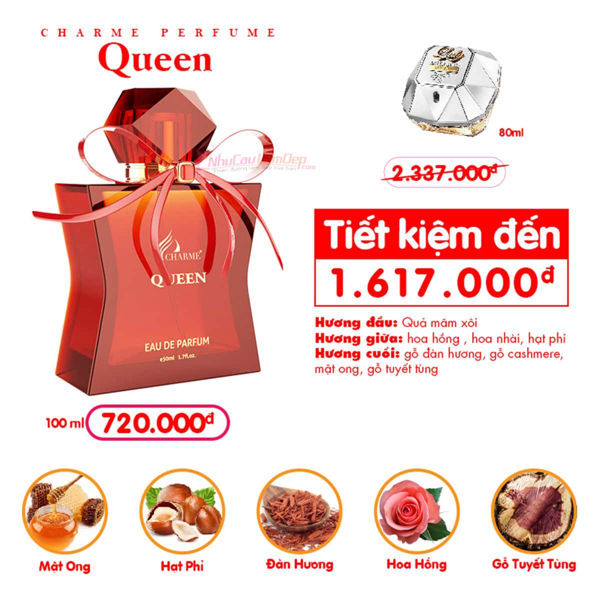 Hàng chính hãng- nước hoa nữ Charme QUEEN 100ml