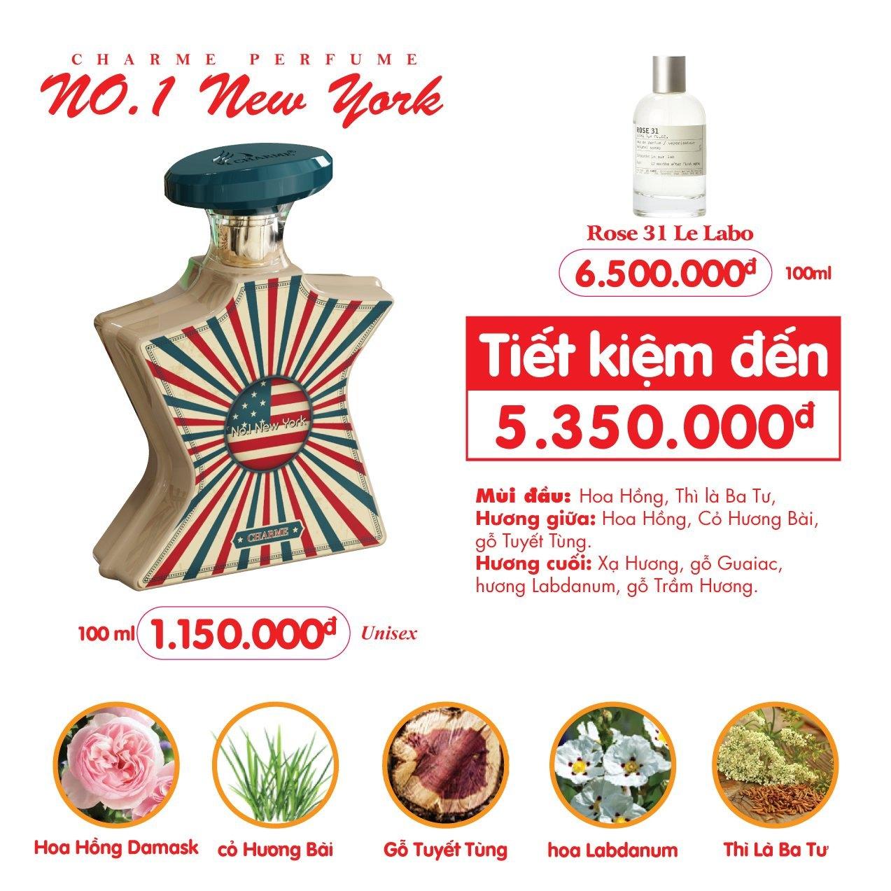 Hàng chính hãng- nước hoa Charme no.1 New york 100ml