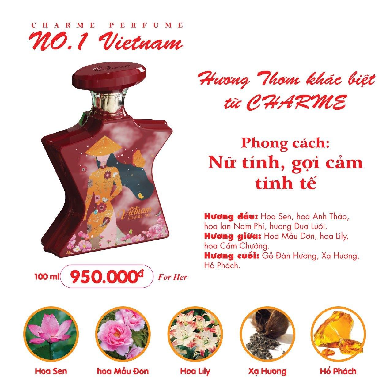 Hàng chính hãng- nước hoa nữ Charme no. 1 Việt nam 100ml