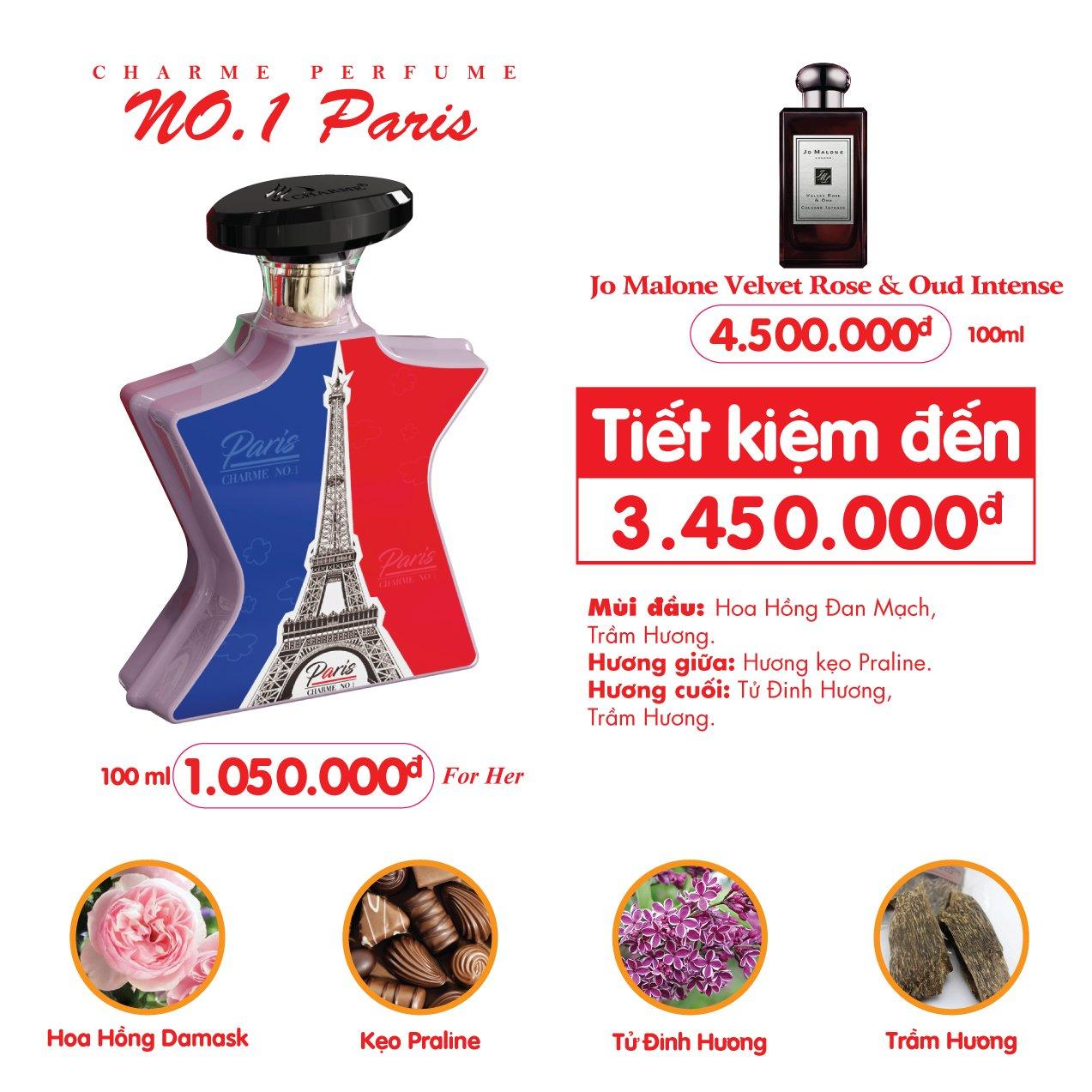 Hàng chính hãng- nước hoa nữ Charme no.1 Paris 100ml