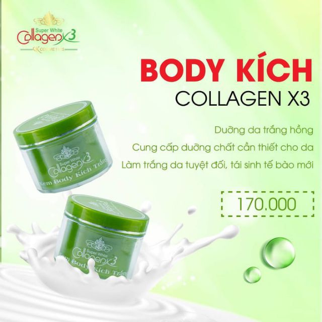 Kem Body Kích Trắng Collagen X3 Xanh