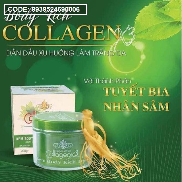 Kem Body Kích Trắng Collagen X3 Xanh