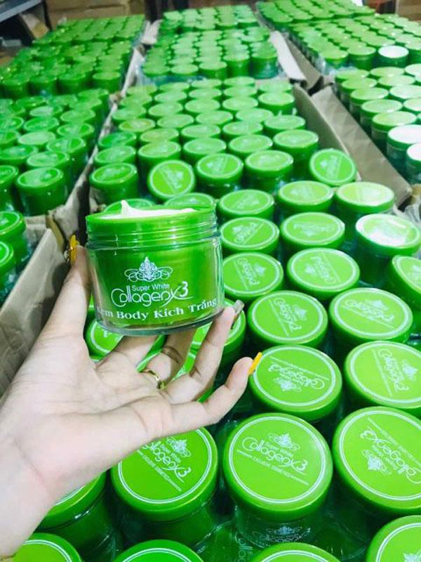 Kem Body Kích Trắng Collagen X3 Xanh