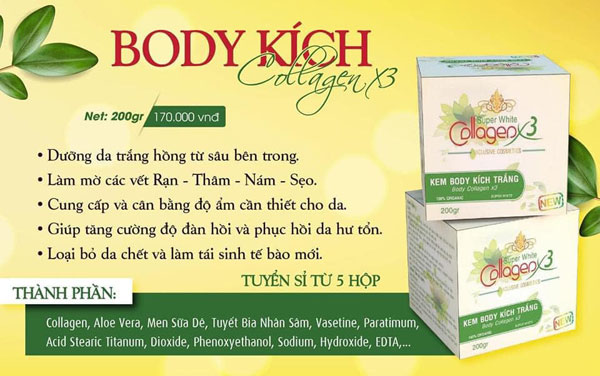 Kem Body Kích Trắng Collagen X3 Xanh