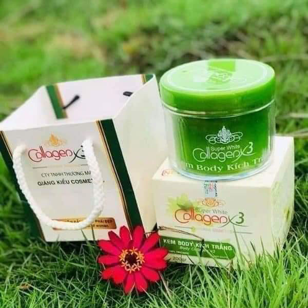 Kem Body Kích Trắng Collagen X3 Xanh