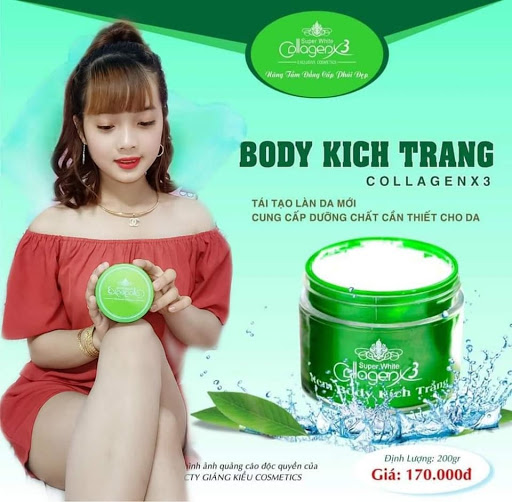 Kem Body Kích Trắng Collagen X3 Xanh