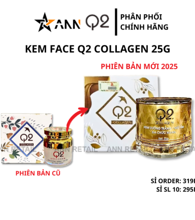 Kem Face Q2 Collagen VIP Vàng 25g Phiên Bản Mới 2025 - Mỹ Phẩm Nguyễn Liên - 8936027192164