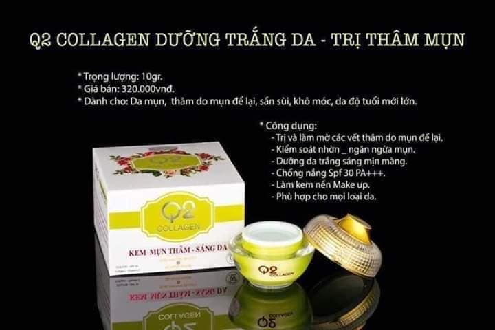 Kem face Q2 Collagen xanh trị mụn thâm sáng da