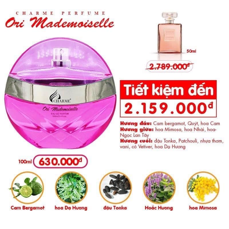 Hàng chính hãng- Nước hoa nữ charme ori mademoiselle 100ml
