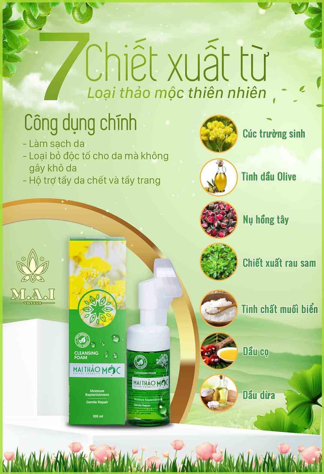 Sữa rửa mặt Mai Thảo Mộc sáng da trị mụn 100ml chính hãng