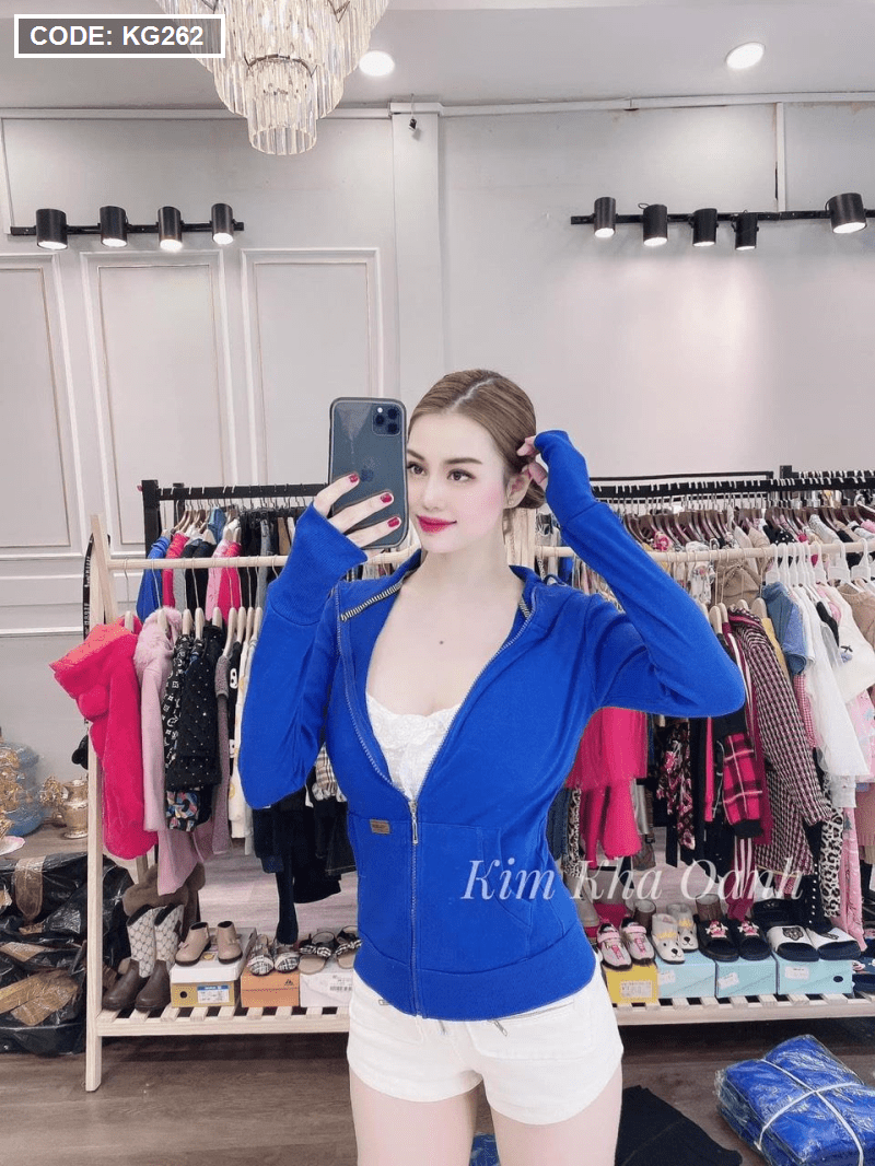 Áo khoác nữ trơn tay xỏ ngón thun gân