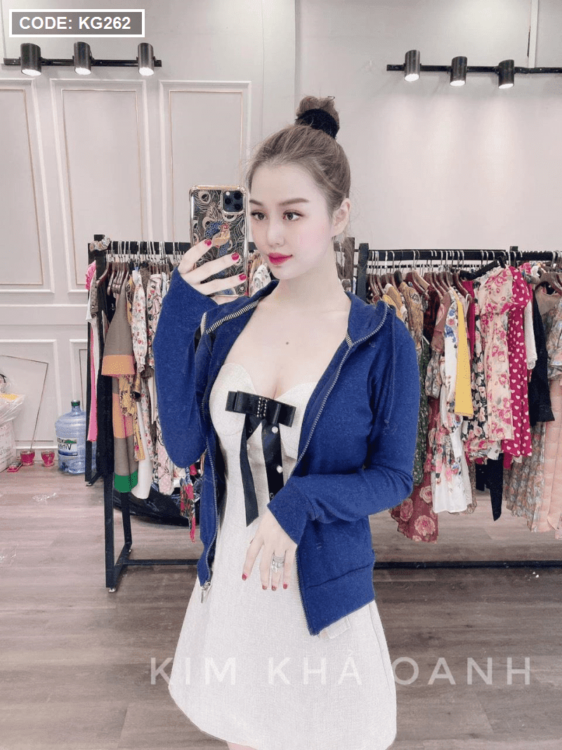 Áo khoác nữ trơn tay xỏ ngón thun gân