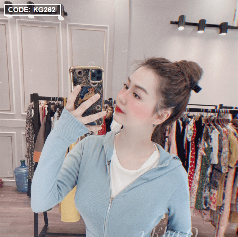 Áo khoác nữ trơn tay xỏ ngón thun gân