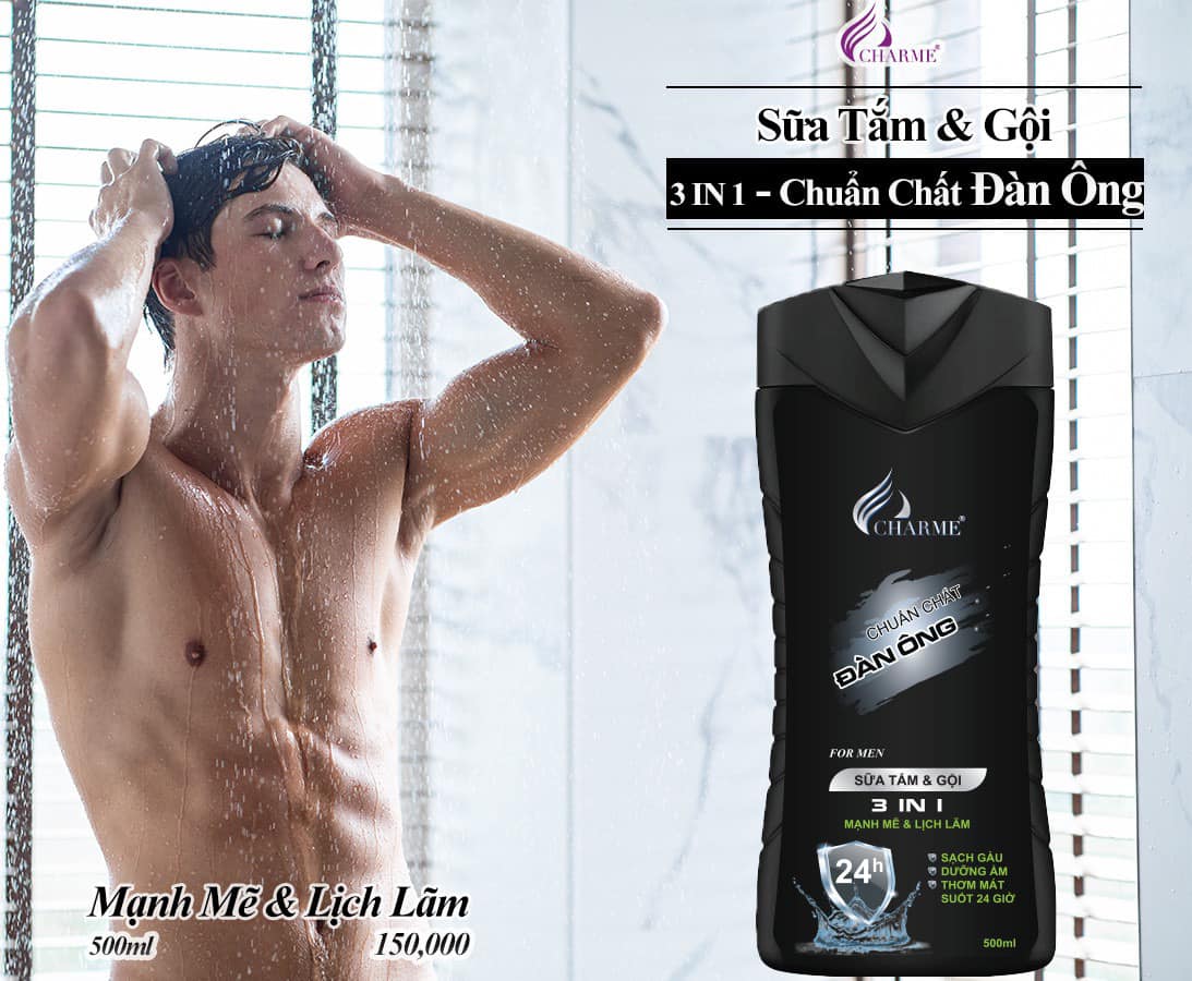 Sữa tắm gội charme cho nam 500ml ( màu đen )