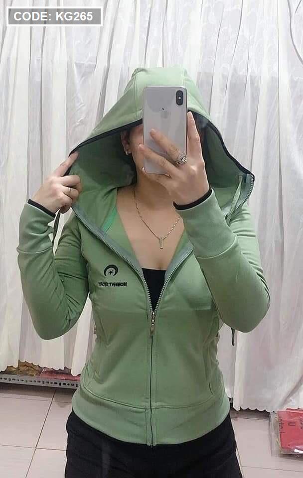 Áo khoác nữ có nón phối tay và cổ